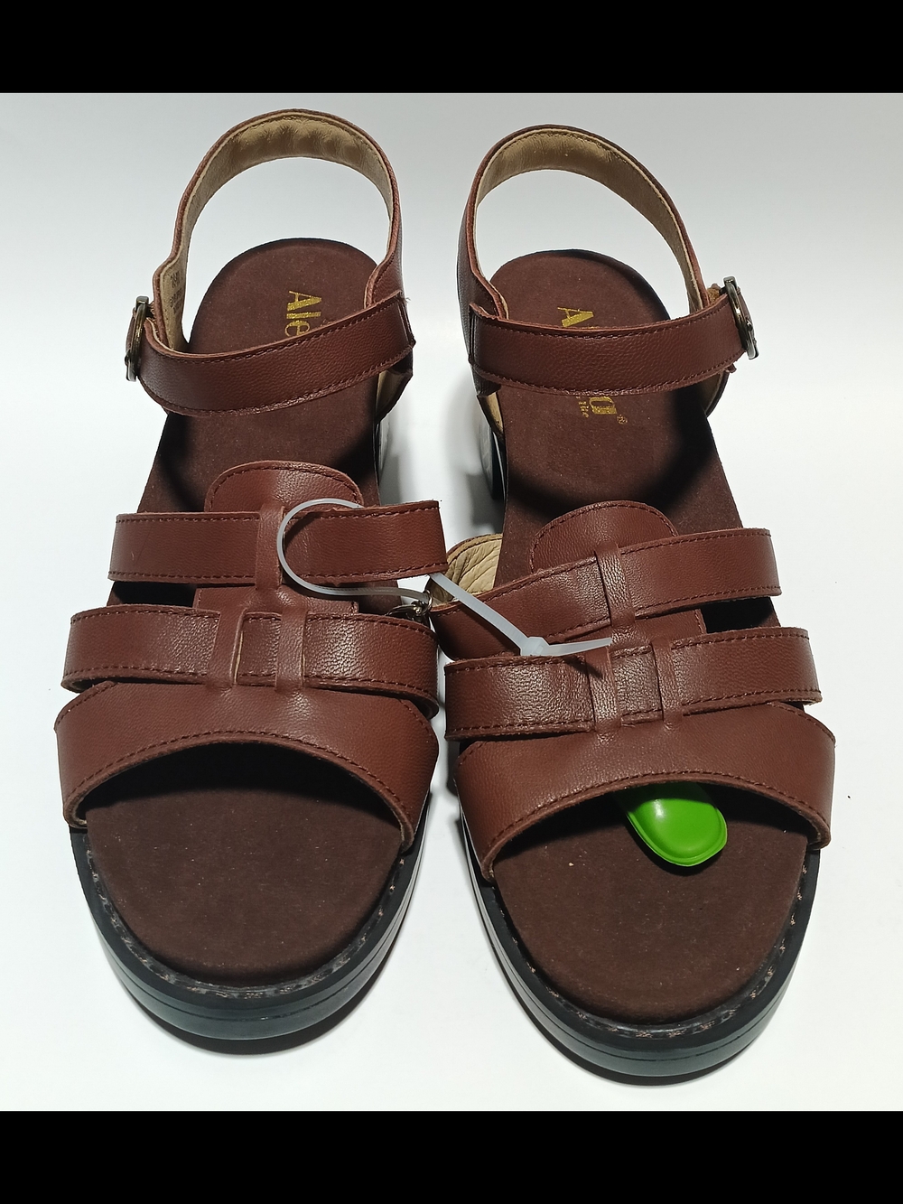 Alegria by PG Lite Brown Leather Strappy Platform Wedge Sandals Women's Comfort